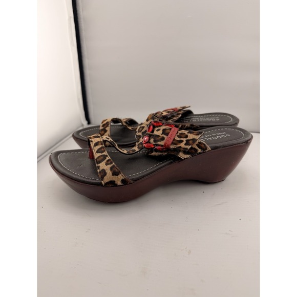 Donald J Pliner Italian leopard fur and ruby buckle Slides Camia Size 7 Sandals - Picture 4 of 6